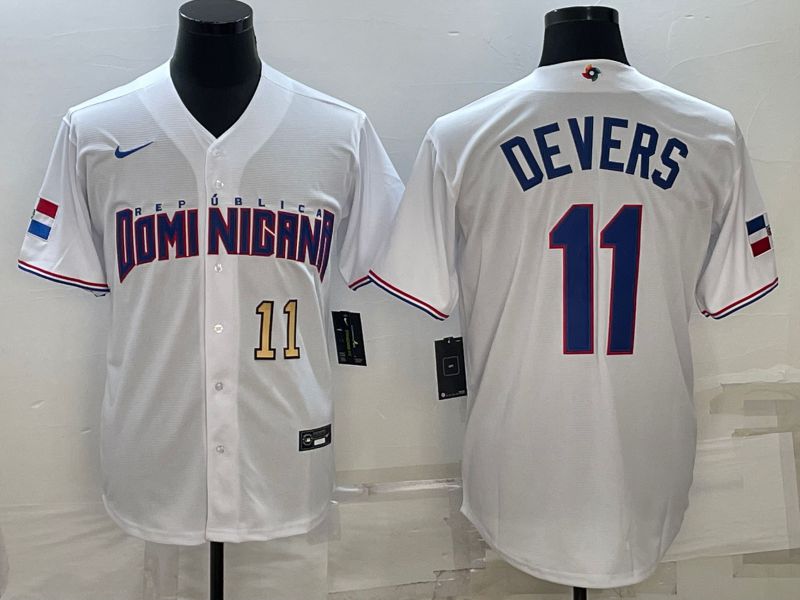 Men 2023 World Cub #11 Devers White Nike MLB Jersey2->more jerseys->MLB Jersey